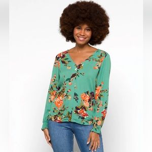 Juliette Button Detail Smocked Cuff Top